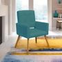 Imagem de Conjunto 2 Poltronas Cadeira Estofada Decorativa Camila Suede Azul Turquesa - INCASA DECOR