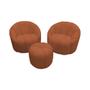 Imagem de Conjunto 2 Poltronas Decorativas Luxo Safira com Puff Veludo Laranja Terracota