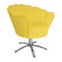 Imagem de Conjunto 2 Poltronas Estofada Com Base Giratória de Metal Pétala Suede Amarelo - DL Decor