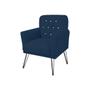 Imagem de Conjunto 2 Poltronas Estofada Para Escritório Pés de Ferro Anitta Suede Azul Marinho - DL Decor