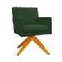 Imagem de Conjunto 2 Poltronas Estofadas Base Giratória De Madeira Cecília Suede Verde - DL DECOR