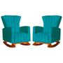 Imagem de Conjunto 2 Poltronas Estofadas de Balanço Melinda Suede Azul Turquesa - LM DECOR