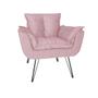 Imagem de Conjunto 2 Poltronas Estofadas Para Escritório Pés de Ferro Opala Suede Rosa Bebe - DL Decor