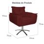 Imagem de Conjunto 2 Poltronas Para Recepção Com Base Giratória de Metal Opala Suede Vermelho Bordo - DL Decor