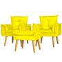 Imagem de Conjunto 2 Poltronas Para Sala Decorativa e Puff Opala Suede Amarelo ANF Store