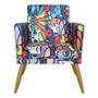 Imagem de Conjunto 2 Poltronas Para Sala Decorativa Nina e Puff Pés Palito Suede Romero Brito Arapol