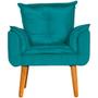 Imagem de Conjunto 2 Poltronas Para Sala Decorativa Opala e Puff Redondo Suede Verde Água Click Pol