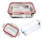 Imagem de Conjunto 2 Potes 1040ml Hermético Vidro Marmita Com 4 Travas