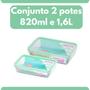 Imagem de Conjunto 2 Potes Herméticos com Travas 820ml e 1,6L Verde