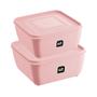 Imagem de Conjunto 2 Potes Plasticos Rosa  1,5 e 2,5 Litros Gourmet