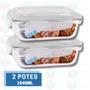 Conjunto 2 Potes Vidro Hermético Marmita Com 4 Travas 1040ml - PRATICASA Imagem de Conjunto 2 Potes Vidro Hermético Marmita Com 4 Travas 1040ml