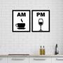 Imagem de Conjunto 2 Quadros em MDF AM PM com Moldura