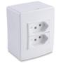 Imagem de Conjunto 2 Tomadas Simples Tripolares 10A 250V Sobrepor Branco Rubi - Force Line