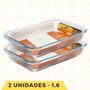 Imagem de Conjunto 2 UN Travessas Forma Retangular 1,6L Transparente