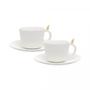 Imagem de Conjunto 2 Xícaras de Chá de Cerâmica Colibri com Pires Branco 170ml Wolff