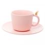 Imagem de Conjunto 2 Xícaras de Chá de Cerâmica Colibri com Pires Rosa 170ml Wolff