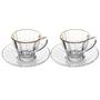 Imagem de Conjunto 2 Xícaras para Café de Cristal com Fio de Ouro e Pires Radial 70ml 220370 - Lyor