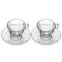 Imagem de Conjunto 2 Xícaras para Café de Cristal com Pires Radial 70ml 220369 - Lyor