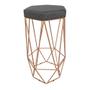 Imagem de Conjunto 3 Banquetas Decorativa Hexagonal Aramado Bronze Suede Cinza Rocha Móveis