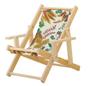 Imagem de Conjunto 3 Cadeiras Espreguiçadeira Dobrável Madeira Maciça Natural 2 Adulto 1 Infantil Floral