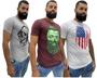 Imagem de Conjunto 3 Camisetas Masculinas Manga Curta Algodão Long Line Floral