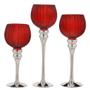 Imagem de Conjunto 3 Castiçais vermelho com Base Prata