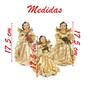 Imagem de Conjunto 3 Estátuas De Natal Decorativa Em Resina Anjos Musicais Dourados 17,5cm