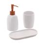 Conjunto 3 Peças Banheiro Cerâmica Londres Branco e Rose - Lyor Imagem de Conjunto 3 Peças Banheiro Cerâmica Londres Branco e Rose