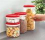 Imagem de Conjunto 3 peças Tupperware Modular Clear Transparente e Tampa Vermelha com Gliter 