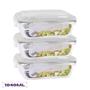 Imagem de Conjunto 3 Potes 1040 ml Hermético Vidro Tampa c/ 4 travas