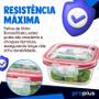 Imagem de Conjunto 3 Potes De Vidro Com Tampa Hermetica Presente BPA Cozinha Resistente Vedação Utilizar Microondas Kit