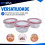Imagem de Conjunto 3 Potes De Vidro Com Tampa Hermetica Presente Colocar BPA Resistente Vedação Microondas Jogo Fitness