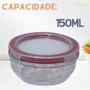 Imagem de Conjunto 3 Potes De Vidro Com Tampa Hermética Redondo 150ml Pote para Alimentos Freezer Microondas