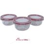 Imagem de Conjunto 3 Potes De Vidro Pequeno Hermética 150ml Redondo Tampa com Trava Pote Mantimentos Temperos Geladeira Microondas