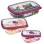 Imagem de Conjunto 3 Potes Herméticos Porta Alimentos Geladeira Cozinha Flor - 722 Sanremo