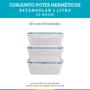 Imagem de Conjunto 3 Potes Retangular Hermético Food Lock 1lt LP House