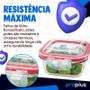 Imagem de Conjunto 3 Potes Vidro Tampa Hermetica Marmita Bpa Alimentos