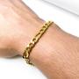 Imagem de Conjunto 3 Pulseiras modelo cordão bracelete elos dourada clássica luxuosa