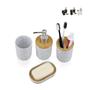 Imagem de Conjunto 4 acessórios de banheiro de bambu kit completo porta escova sabonete