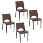 Imagem de Conjunto 4 cadeira marrom plástica casabella rattan plasútil