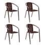 Imagem de Conjunto 4 Cadeiras Alumínio/Marrom Leve Resistente Varanda Externa Jardim Top Luxo