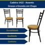 Imagem de Conjunto 4 Cadeiras de Cozinha Redonda com Reforço Preta Assento Grosso Caramelo