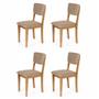 Imagem de Conjunto 4 Cadeiras de Jantar Estofada em Madeira Maciça Ella Marrom Claro