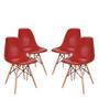 Imagem de Conjunto 4 Cadeiras Eames Eiffel com pés de madeira - Vermelho