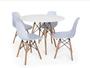 Imagem de Conjunto 4 Cadeiras Eiffel Eames Branca + 1 Mesa Eames 80cm Branca Base Madeira Sala Cozinha