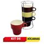 Imagem de Conjunto 4 Canecas 210ml De Cerâmica Cafe C/ Suporte Gourmet