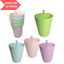Imagem de Conjunto 4 Copos Coloridos 270ml c/ Canudo
