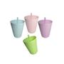 Imagem de Conjunto 4 Copos Coloridos 270ml c/ Canudo