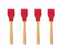Imagem de Conjunto 4 Pincéis de Silicone Mor Com Cabo de Bamboo Vermelho Resistente ao Calor