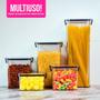 Imagem de Conjunto 4 Potes Organizadores Multiuso 950ml  C/ Tampa Hermético P/ Alimentos Empilháveis Transparentes Geladeira